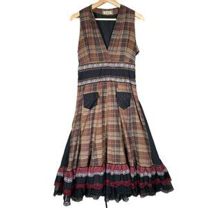 SAGA Plaid Lace Corset Dress M Whimsy Goth Steampunk Fairy Medieval Renaissance